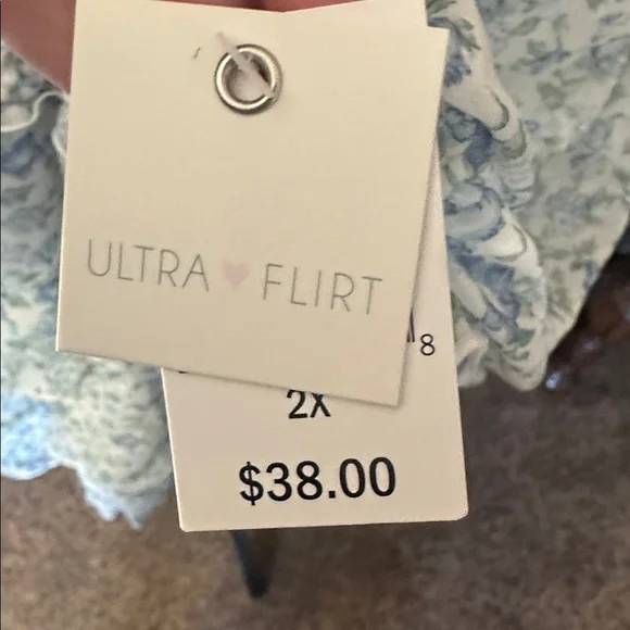 Ultra Flirt Spring and Summer Blue Floral Ruffle Tiered Dress - Picture 2 of 10